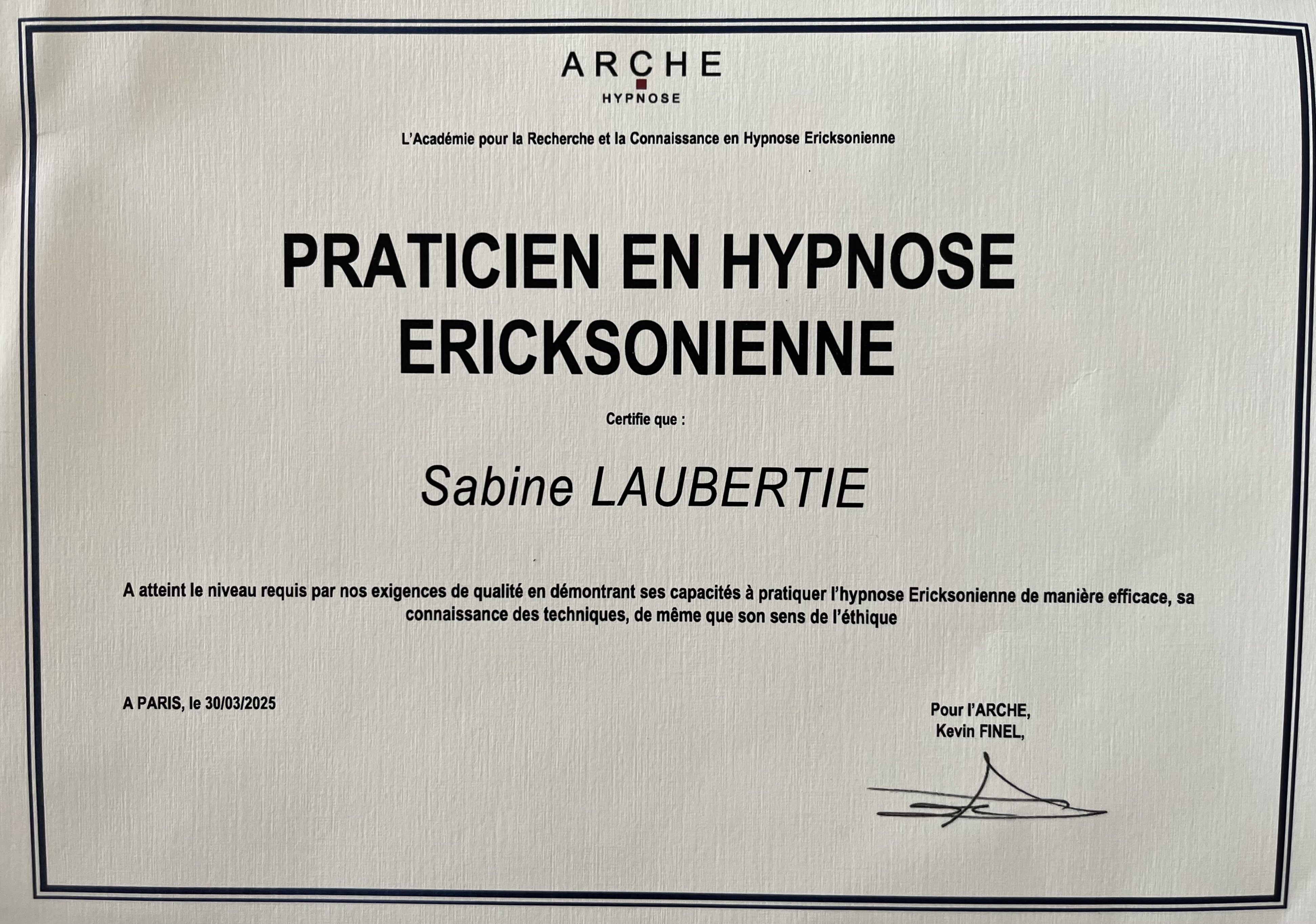 Certificat de praticienne en hypnose